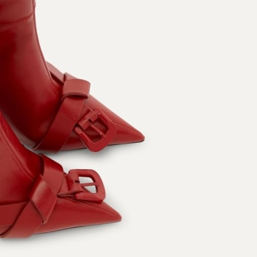 KaroNairy Knee High Boots Sexy Red Stiletto Heels Fashion