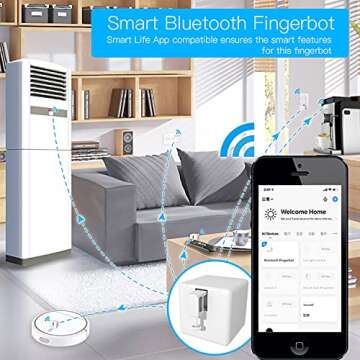 Smart Switch Button Pusher: Switch Bot Button Pusher, Tuya App or Timer Control, No Wiring, Add a Hub Compatible with Alexa/Google Home, Smart Bluetooth Fingerbot for Any Buttons and Switches (White)