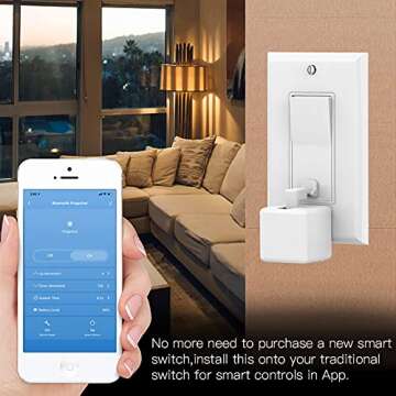 Smart Switch Button Pusher: Switch Bot Button Pusher, Tuya App or Timer Control, No Wiring, Add a Hub Compatible with Alexa/Google Home, Smart Bluetooth Fingerbot for Any Buttons and Switches (White)