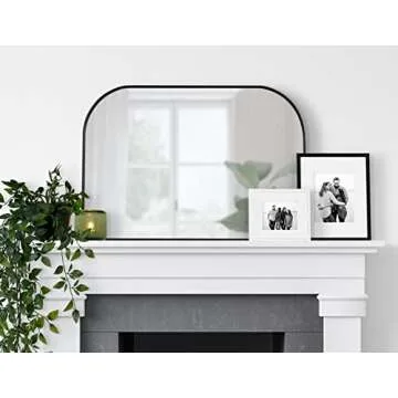 Kate and Laurel Caskill Modern Arched Wall Mirror, 36 x 24. Black, Decorative Wide Contemporary Mirror for Wall Decor with Arched Frame and Sophisticated Look