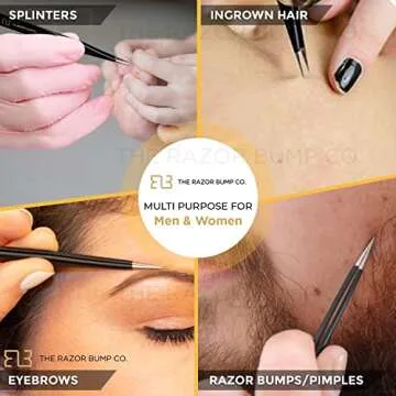 Tweezers For Ingrown Hair By The Razor Bump Co. | Sharp, Stainless Steel, Surgical | Professional Tw...