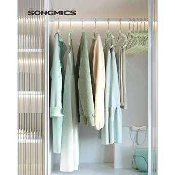SONGMICS Velvet Hangers Bundle, Set of 50 with Set of 50, Clothes Hanger with Rose Gold Swivel Hook, Non-Slip, and Space-Saving, 0.2-Inch Thick, Pale Green and Light Pink, UCRF021GR50 and UCRF21PK50