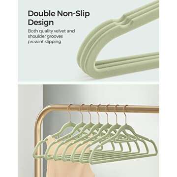 SONGMICS Velvet Hangers Bundle, Set of 50 with Set of 50, Clothes Hanger with Rose Gold Swivel Hook, Non-Slip, and Space-Saving, 0.2-Inch Thick, Pale Green and Light Pink, UCRF021GR50 and UCRF21PK50