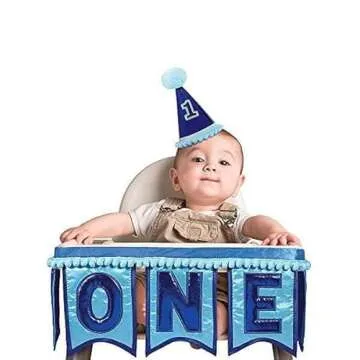 Amscan Blue-7 x 39, 1st Birthday Deluxe High Chair Decoration, 1 Piece