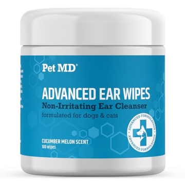 Pet MD Cat and Dog Ear Cleaner Wipes - Advanced Otic Veterinary Ear Cleaner Formula - Dog Ear Infect...