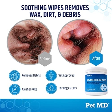 Pet MD Cat and Dog Ear Cleaner Wipes - 100 Count Pack