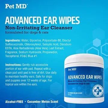 Pet MD Cat and Dog Ear Cleaner Wipes - 100 Count Pack
