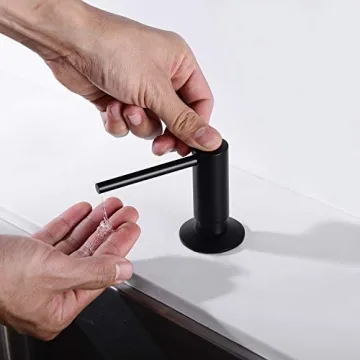 Stylish Brass Kitchen Soap Dispenser - Matte Black Finish