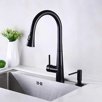 Stylish Brass Kitchen Soap Dispenser - Matte Black Finish