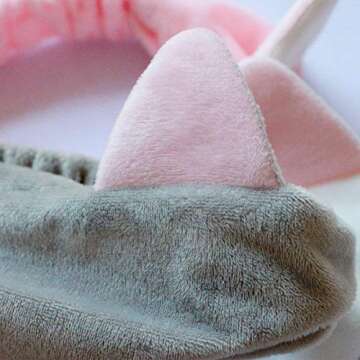 Onwon Cat Ear Headbands - Fluffy Makeup Hairbands for Face Washing, Shower, Spa, Sports