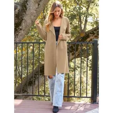 LILLUSORY Women's Long Cardigan Sweaters Oversized Fall Dressy Coatigan Jackets Trendy Knit Winter Coats LightCamel L