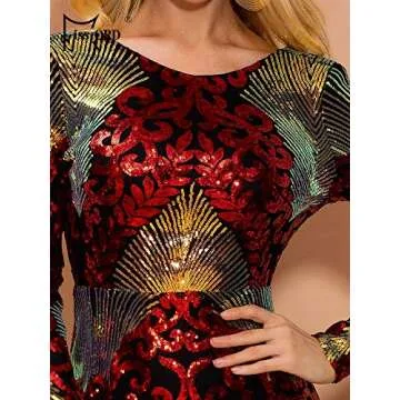 Elegant Long Sleeve Backless Sequin Prom Dress for Women