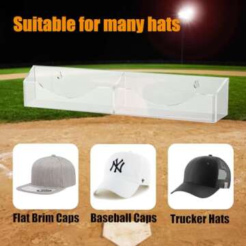 WEIMINLI Hat Racks for Baseball Caps Wall, Acrylic Baseball Hat Storage Organizer, Hat Organizer for Wall, Wall Mounted Hat Rack for Wall, Door & Closet, Clear