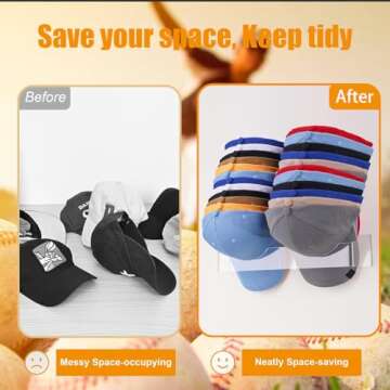 WEIMINLI Hat Racks for Baseball Caps Wall, Acrylic Baseball Hat Storage Organizer, Hat Organizer for Wall, Wall Mounted Hat Rack for Wall, Door & Closet, Clear