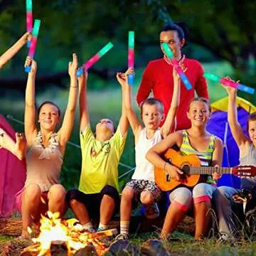 SHQDD 28 PCS Glow Sticks Bulk, Foam Glow Sticks, Glow Stick Bulk Party Pack with 3 Modes Colorful Flashing, Glow in The Dark Party Supplies, LED Glow Sticks for Wedding,Raves,Concert,Camping, Carnival