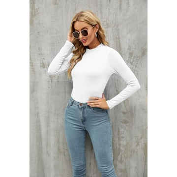 Chic Ribbed Bodysuit for Women - Mock Neck & Slim Fit