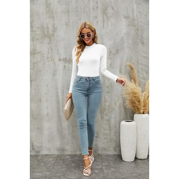 Chic Ribbed Bodysuit for Women - Mock Neck & Slim Fit