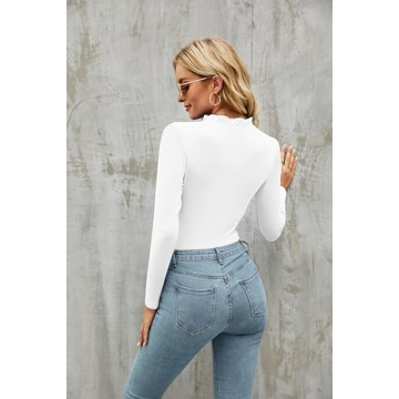 Chic Ribbed Bodysuit for Women - Mock Neck & Slim Fit