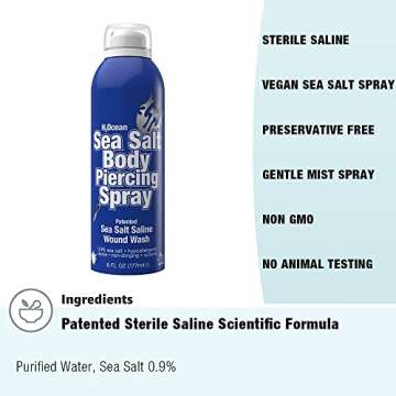 H2Ocean Sea Salt Body Piercing Spray - Vegan Saline Spray for Effective Aftercare