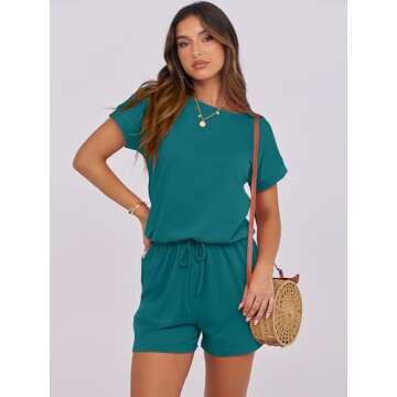 ANRABESS Rompers for Women Summer 2025 Casual Dressy One Piece Tshirt Short Pants Jumpsuit Beach Vac...
