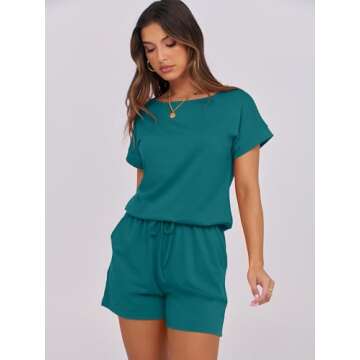 ANRABESS Rompers for Women Summer 2025 Casual Dressy One Piece Tshirt Short Pants Jumpsuit Beach Vacation Outfit Clothes
