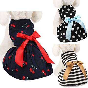 3 Pieces Cute Ribbon Dog Dress for Small Medium Dogs Puppy Shirts Dog Clothes Pet Apparel for Cats i...