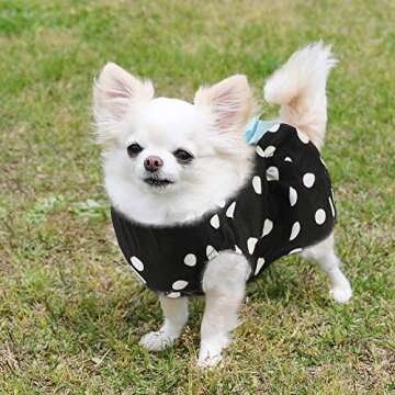 3 Pieces Cute Ribbon Dog Dress for Small Medium Dogs Puppy Shirts Dog Clothes Pet Apparel for Cats in Wedding Holiday Christmas New Year Spring Summer (White Dots, Black White Stripes, Cherries,S)