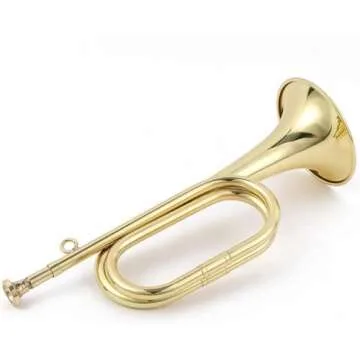 Tzong B Flat Military Cavalry Scouting Trumpet Bugle with Mouthpiece for School Band Cavalry Beginner Military Orchestra