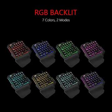 RedThunder One Handed Gaming Keyboard RGB Backlit 35 Keys Portable Mini Gaming Keypad Ergonomic Game...