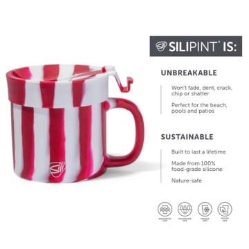 Silipint Silicone Coffee Mugs 2 Pack - Unbreakable Holiday Design