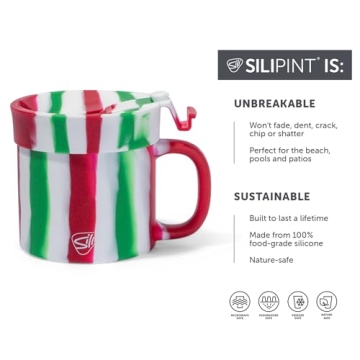 Silipint Silicone Coffee Mugs 2 Pack - Unbreakable Holiday Design