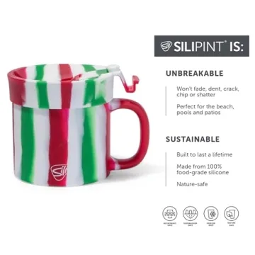 Silipint Silicone Coffee Mugs 2 Pack - Unbreakable Holiday Design