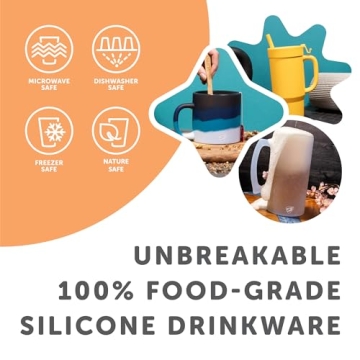 Silipint Silicone Coffee Mugs 2 Pack - Unbreakable Holiday Design