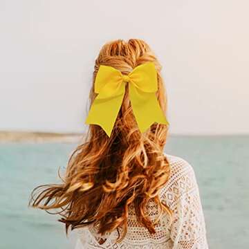 Yellow Jumbo Bow Clip with Tails