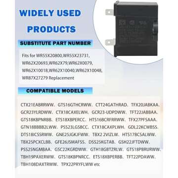 WR55X24064 Refrigerator Capacitor Fits For GE Refrigerator&Freezer Compressor Run Capacitor Replace ...