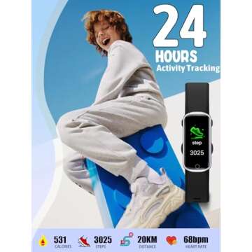 shylad Kids Fitness Tracker,Fitness Watch Waterproof Activity Tracker with HeartRate and Sleep Monitor,Stopwatch,11 Sport Modes,Great Gifts for Girls Boys Kids Age 6-13 Years Olds-Black