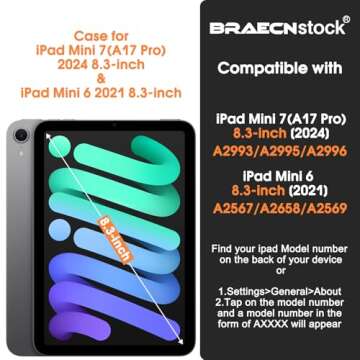BRAECNstock Kids Case for Apple iPad Mini 7 (A17 Pro) 2024/ Mini 6 8.3" Shockproof Protective iPad M...