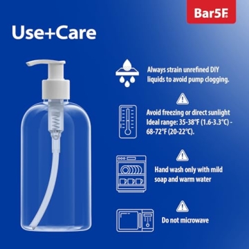 Bar5F Plastic Bottles with Pump Dispenser 8 oz Set of 2