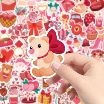Valentines Day Gifts for Kids | 100 PCS Valentines Stickers - Toddler Valentines Day Gifts for School Classroom | Heart Stickers for Boys Girls | Valentines Crafts Accessories Treats Party Favors