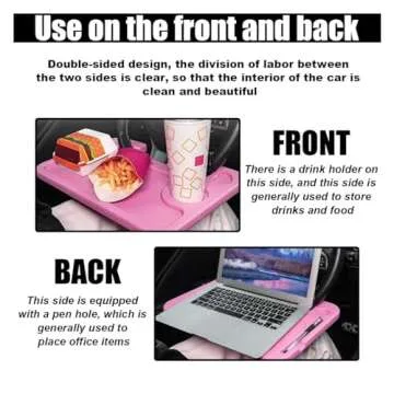 GLSOWEE Car Steering Wheel Tray, Computer Office Car Table Tray, Auto Steering Wheel Desk for Eating, Multipurpose Car Desk Travel Accessories for Most Vehicles Steering Wheel (Pink)