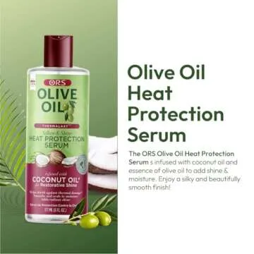 ORS Olive Oil Heat Protection Hair Serum infused with Coconut Oil for Restorative Shine - 6 ounces (Pack of 1)