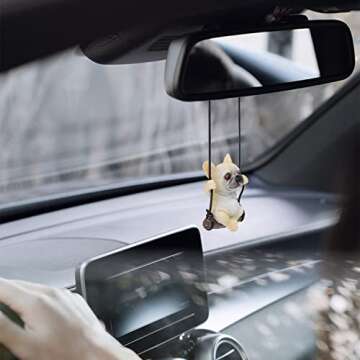YGMONER Cute Swinging Bulldog Car Rear View Mirror Hanging Accessories Funny Car Interior Decor Gift...