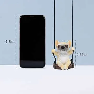 YGMONER Cute Swinging Bulldog Car Rear View Mirror Hanging Accessories Funny Car Interior Decor Gifts for Women Men (Bulldog)