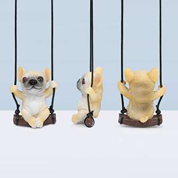 YGMONER Cute Swinging Bulldog Car Rear View Mirror Hanging Accessories Funny Car Interior Decor Gifts for Women Men (Bulldog)