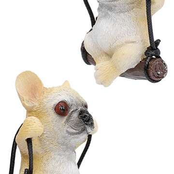 YGMONER Cute Swinging Bulldog Car Rear View Mirror Hanging Accessories Funny Car Interior Decor Gifts for Women Men (Bulldog)