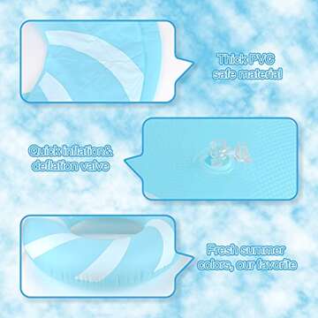 Bestrip Pool Floats Adult Size for Kids Age 8-12 Adults Inflatable Floats Swimming Ring Toys Beach Pool Party Lake Use (1PCS-Blue)