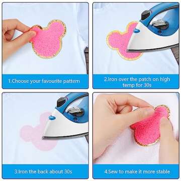 16 PCS Chenille Mouse Head Iron on Patches, CCOZN Colorful Chenille Castle Bowknot Mouse Embroidered Patches Sew On Embroidered Applique DIY Accessory for Clothing Hats Jackets Backpack Pants