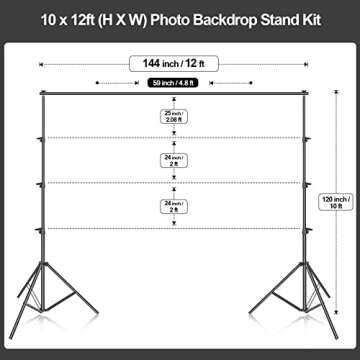 EMART 10 x 12 ft Adjustable Photo Backdrop Stand Kit for Photography, Parties & Events