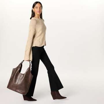 The Drop Women's Morgan Soft Hobo Tote, Dark Brown, One Size