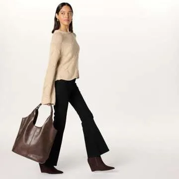 The Drop Women's Morgan Soft Hobo Tote, Dark Brown, One Size